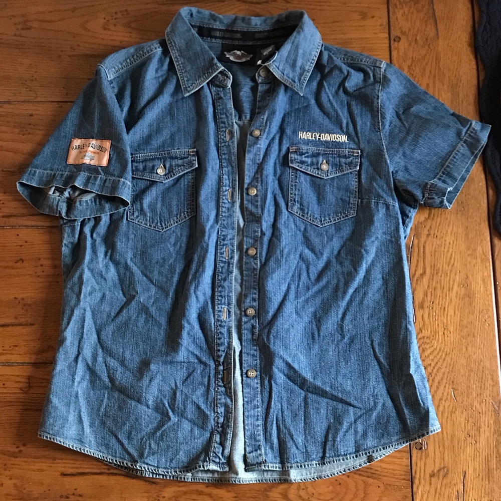 Harley-Davidson Blue Denim Button-Up Shirt